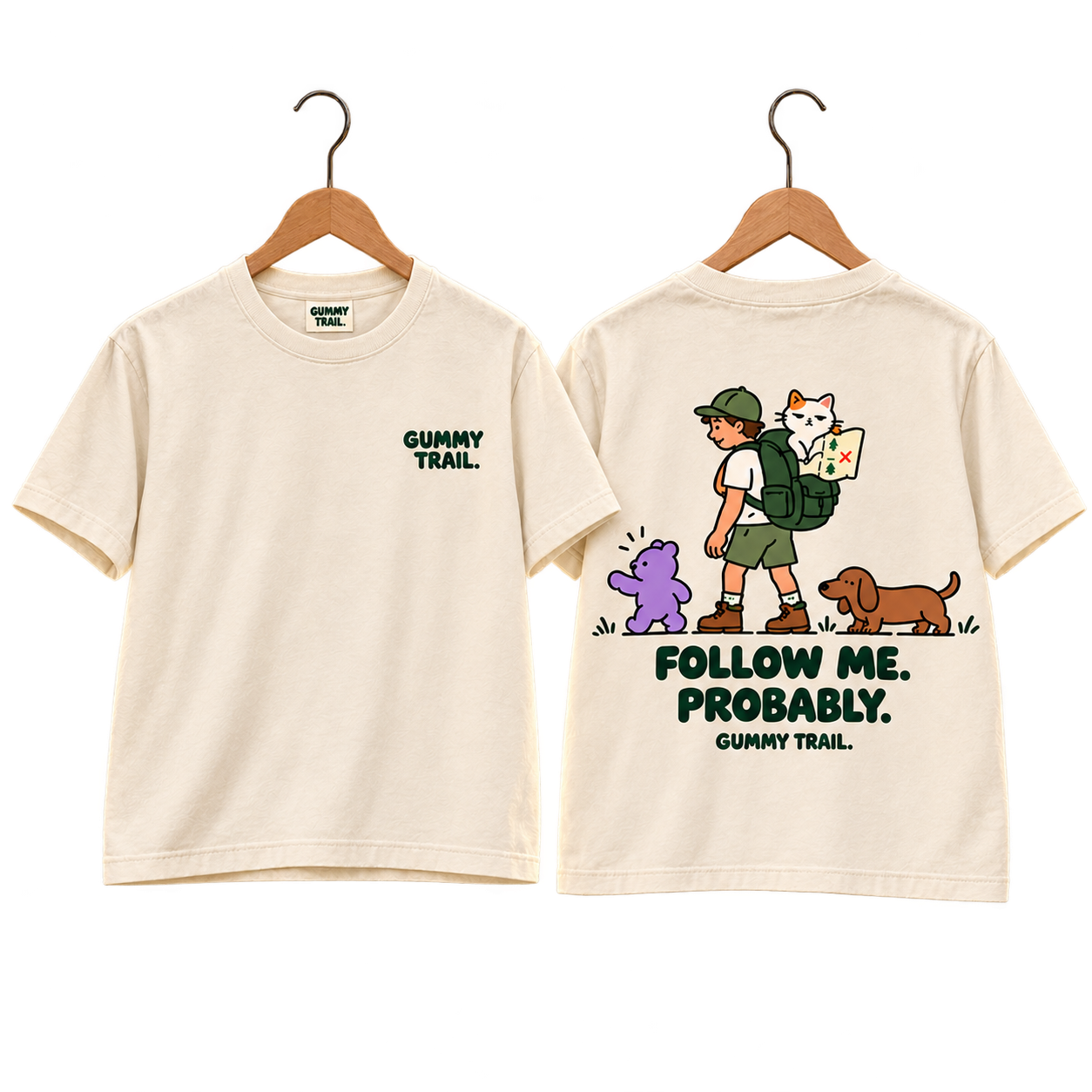 Warm cream A Little Lost Story Tee, front and back