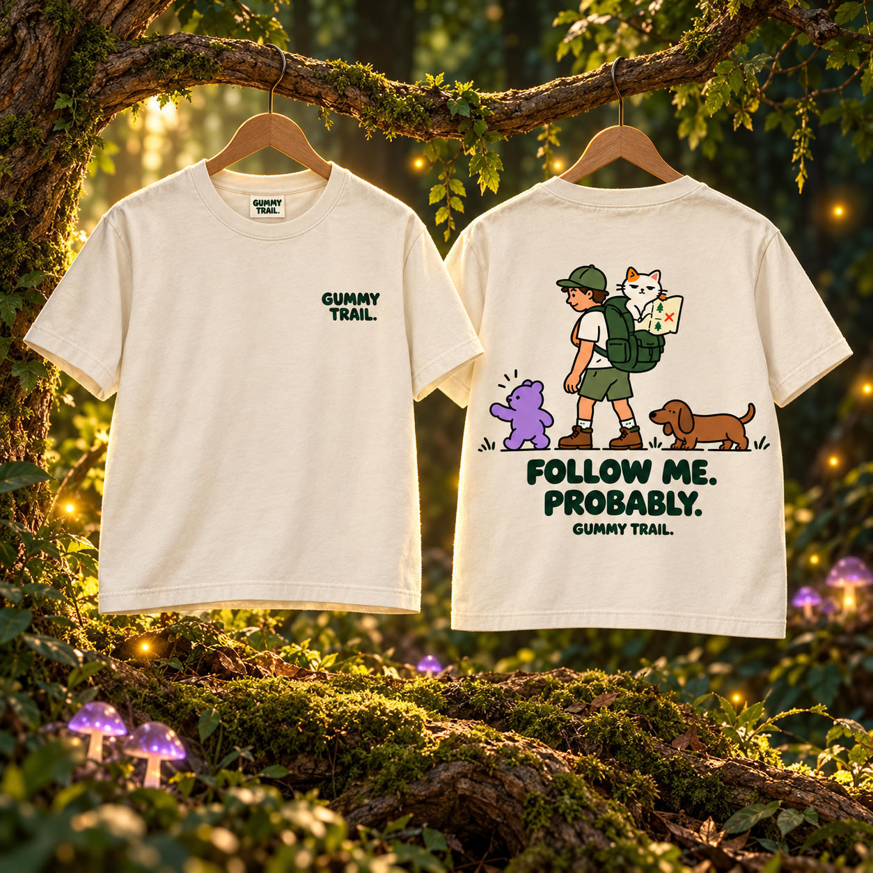 Warm cream A Little Lost Story Tee, front and back